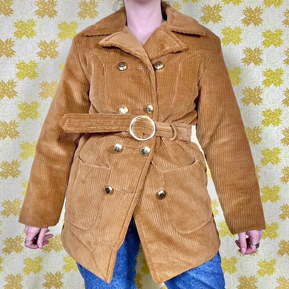 Vintage 70s tan corduroy buttoned Debbie Leigh coat ☀️ - Picture 3 of 8